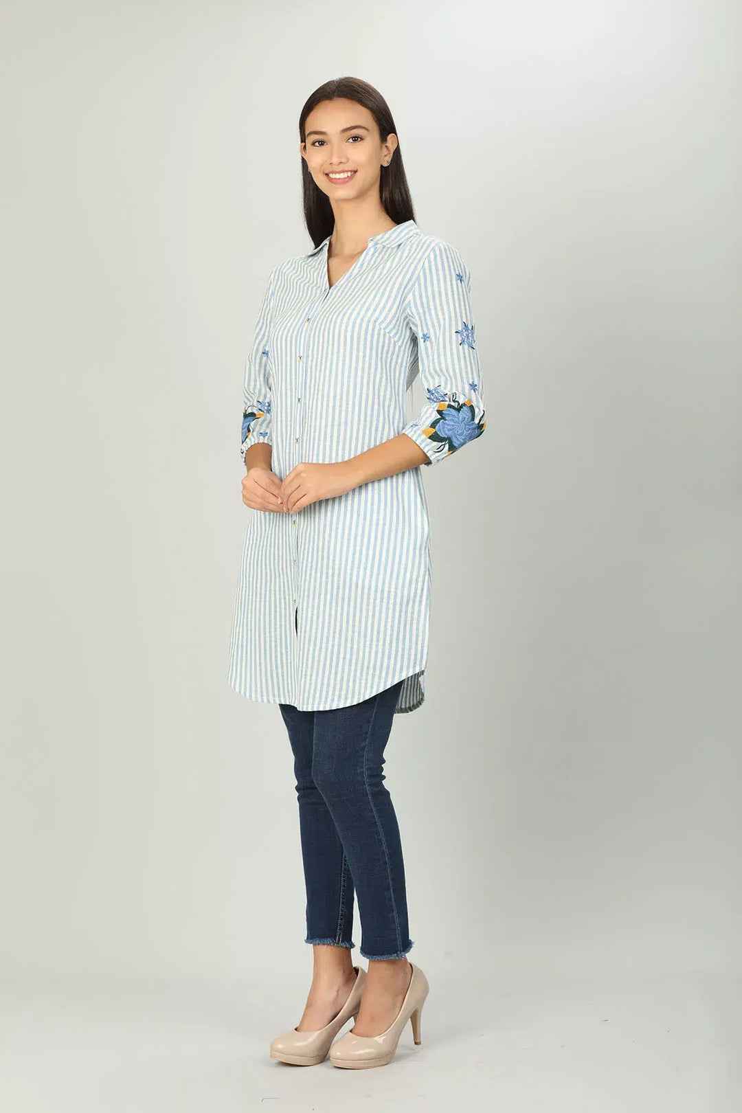 Blue and White Stripe Shirt
