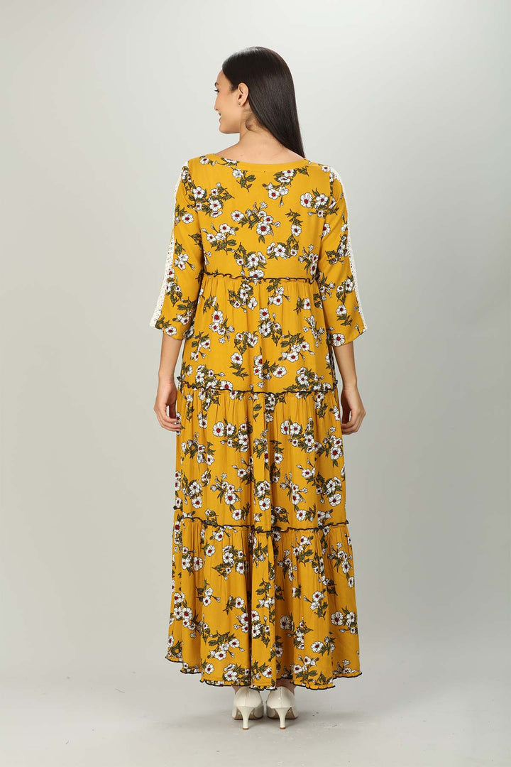 Yellow printed Layered Dress