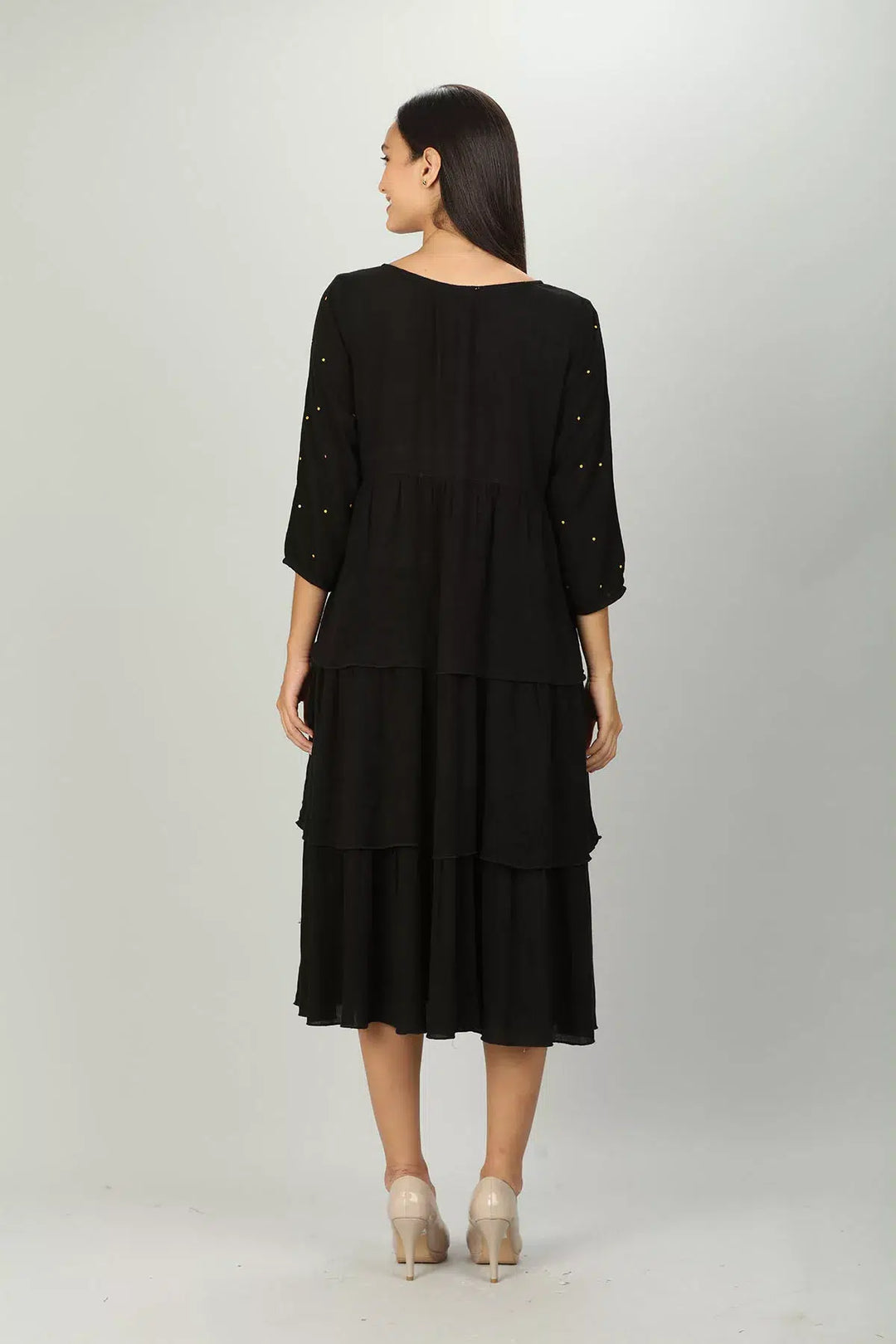 Black embroidered Aline dress