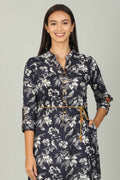 Navy Cotton printed  Collar Tunic