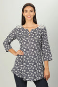 Blue Floral Print Top