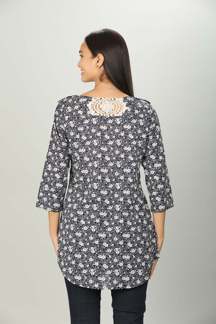 Blue Floral Print Top