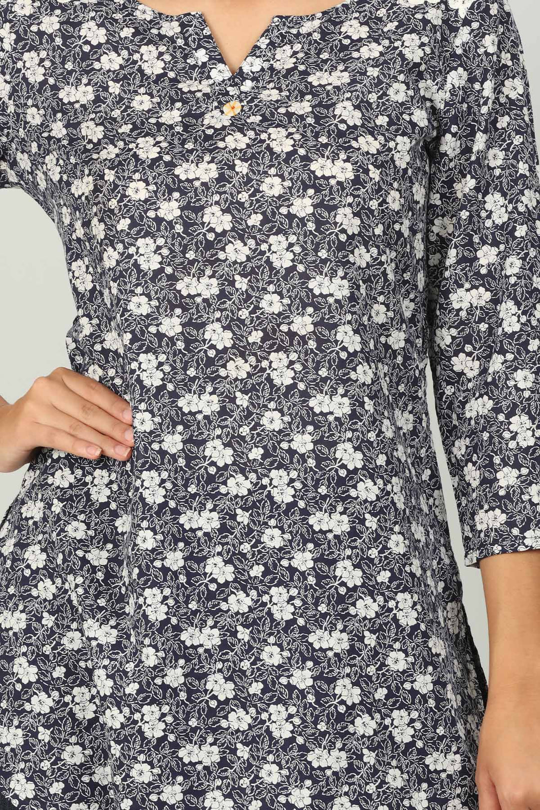 Blue Floral Print Top