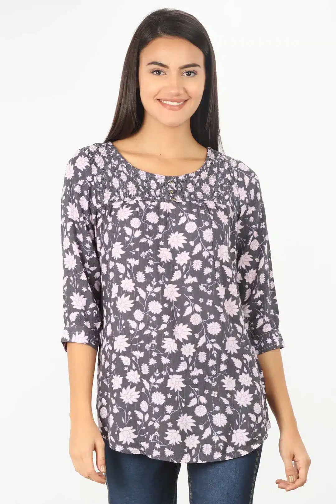 Lavender Grey Round Neck Top