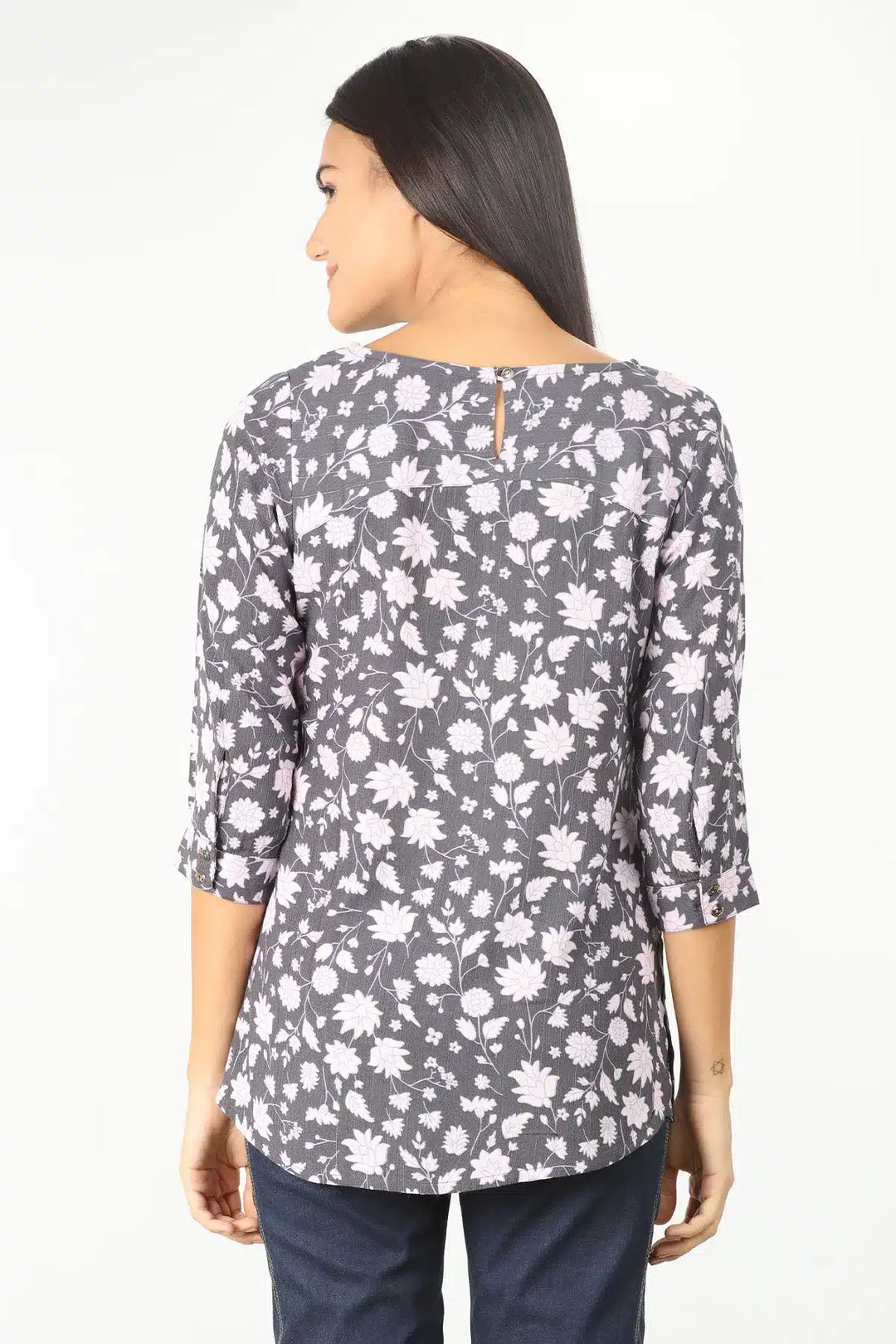 Lavender Grey Round Neck Top