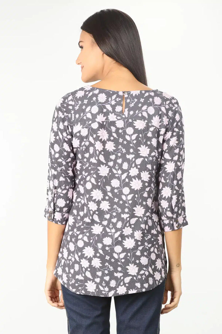 Lavender Grey Round Neck Top