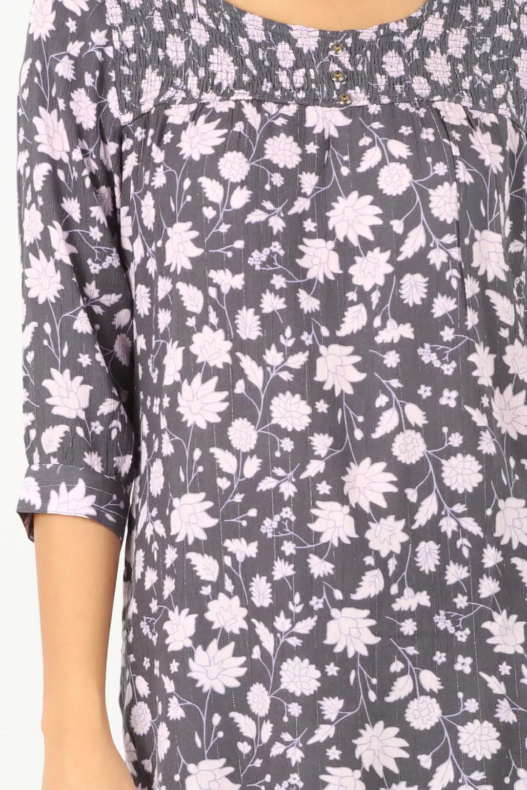 Lavender Grey Round Neck Top