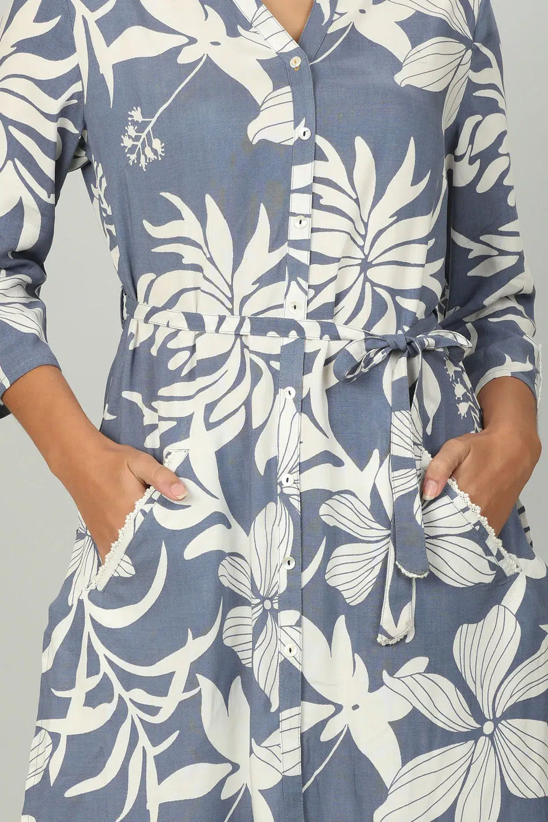 Blue Floral Print Long shirt