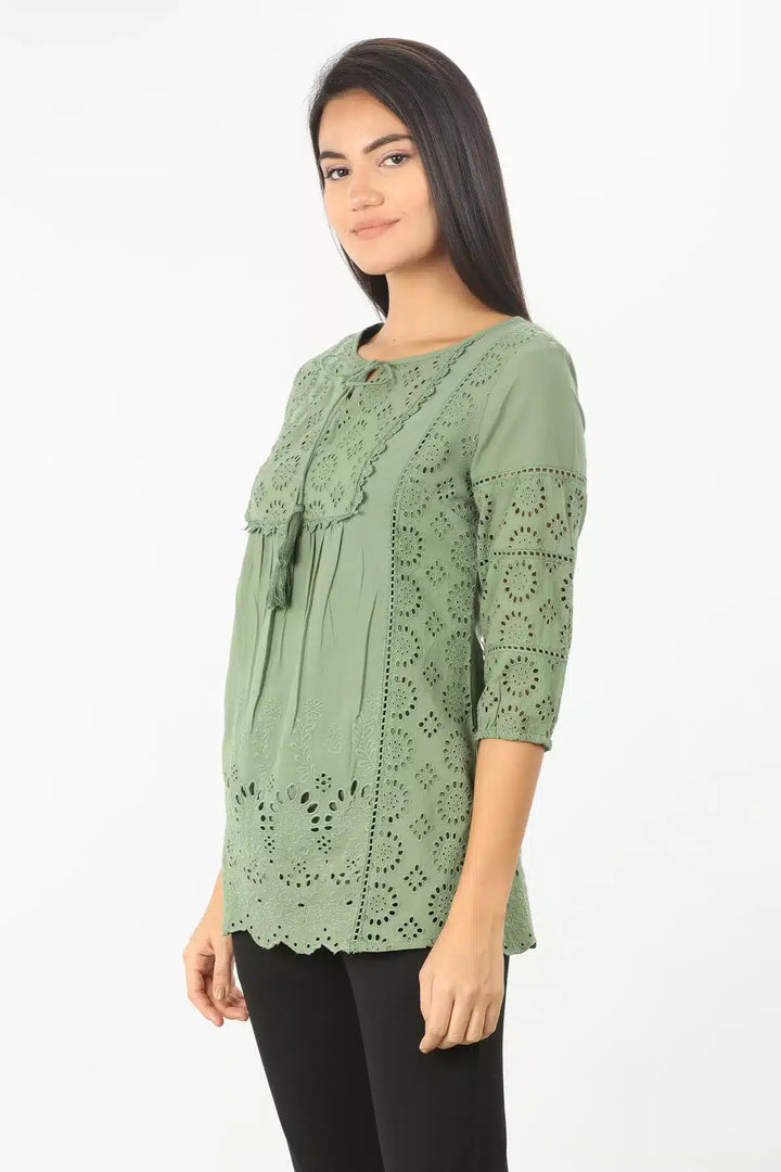 GREEN Textured String Tie TOP