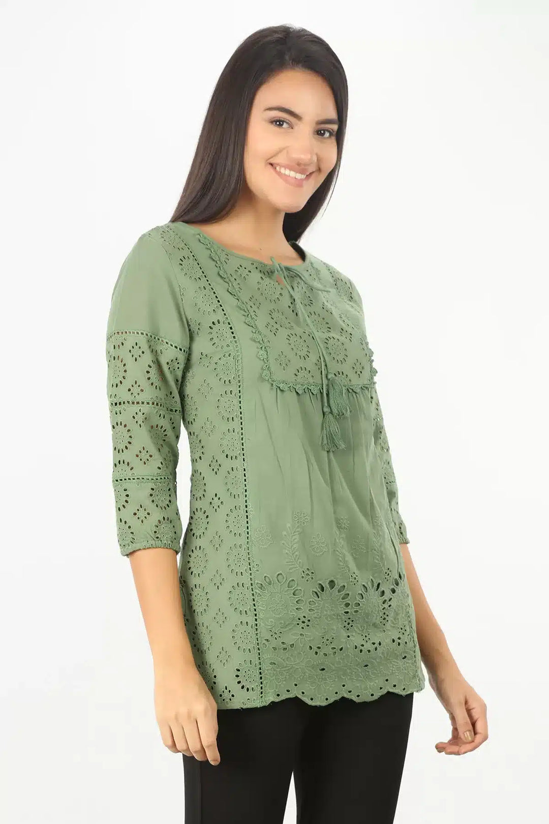 GREEN Textured String Tie TOP