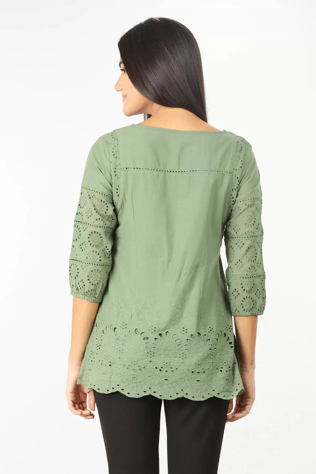 GREEN Textured String Tie TOP