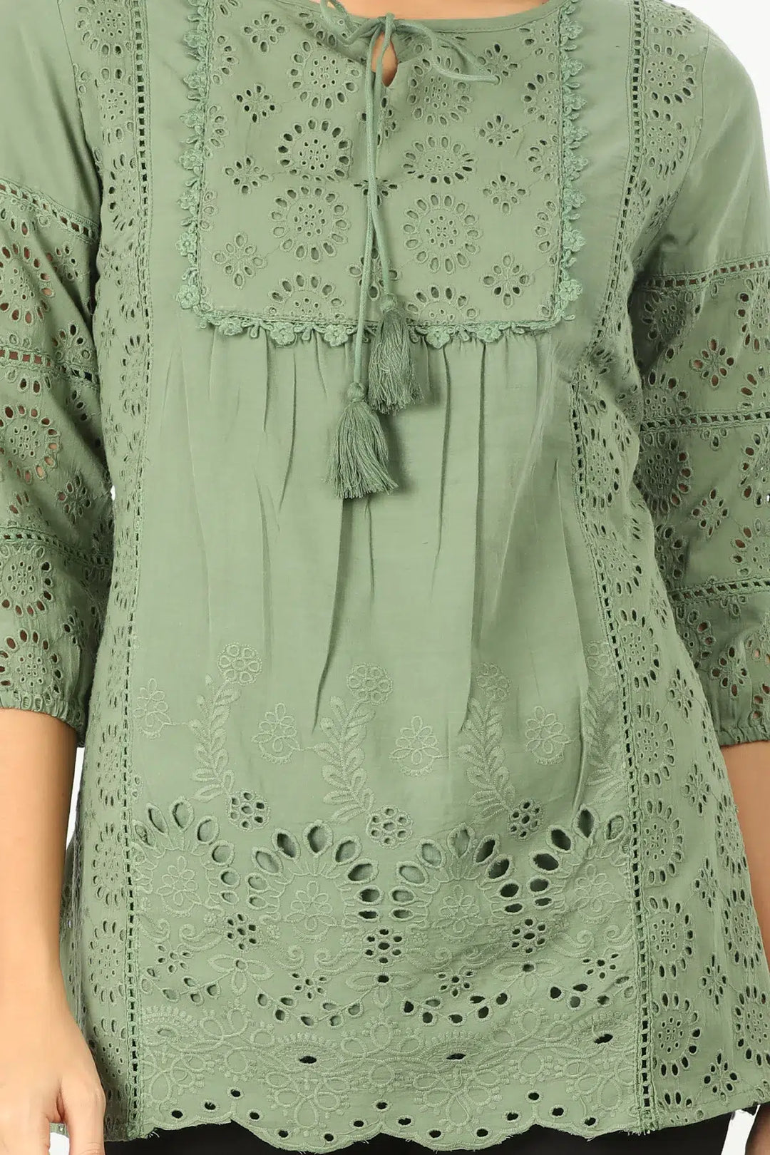 GREEN Textured String Tie TOP