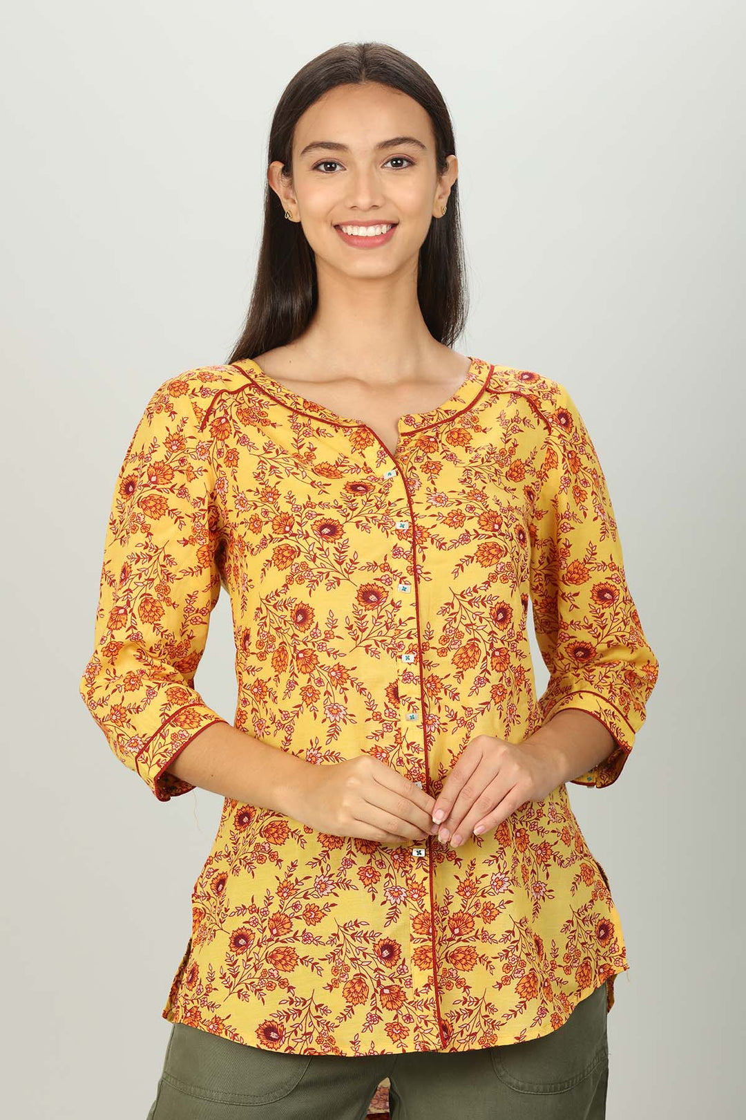 Yellow floral print Shirt
