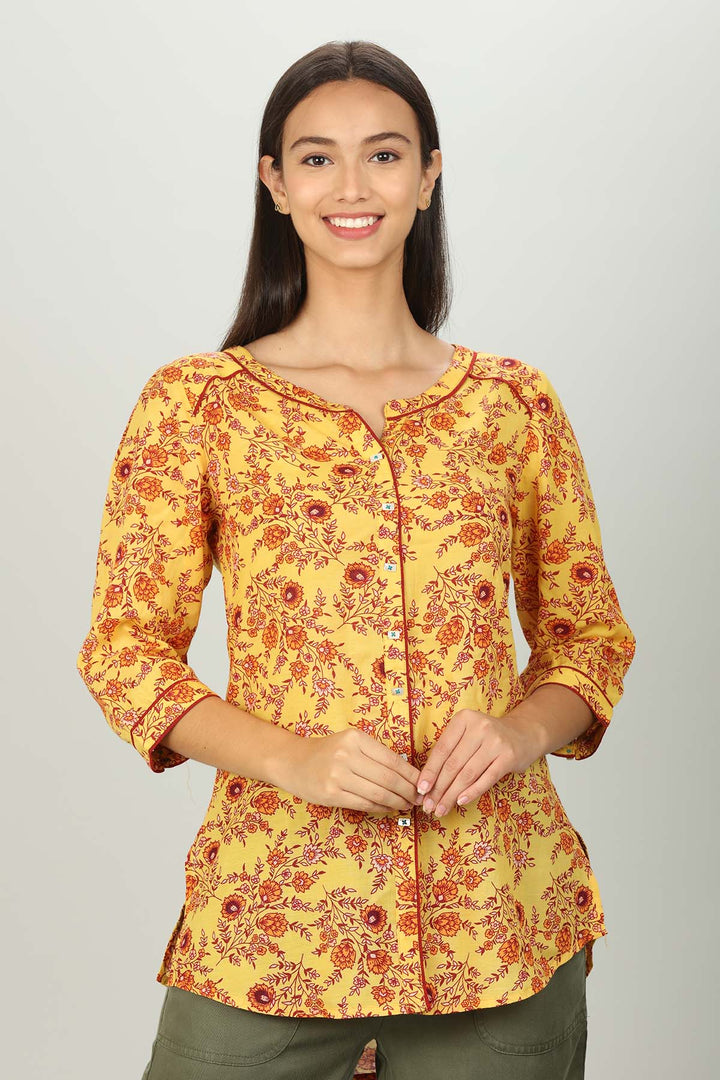 Yellow floral print Shirt
