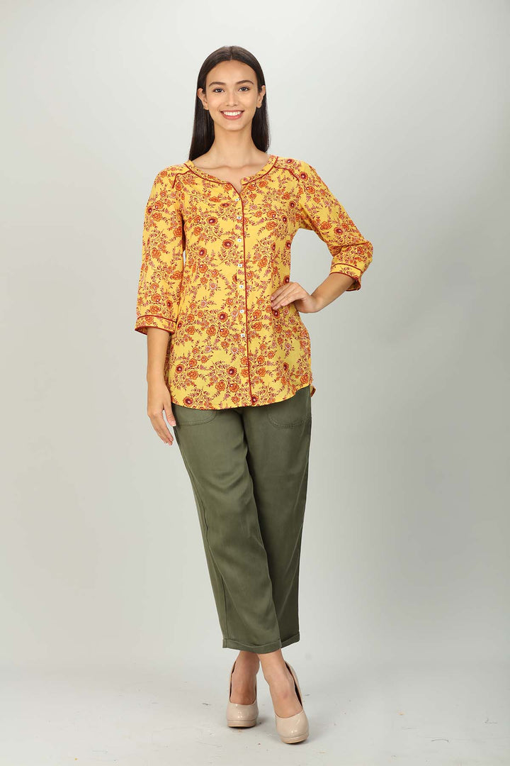 Yellow floral print Shirt