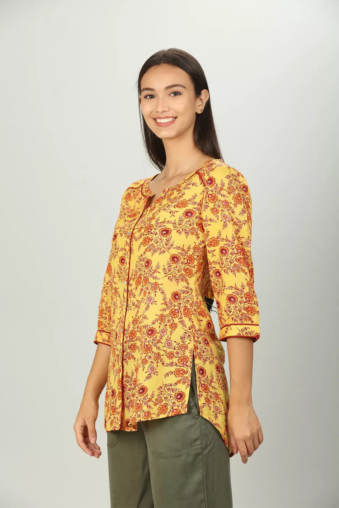 Yellow floral print Shirt