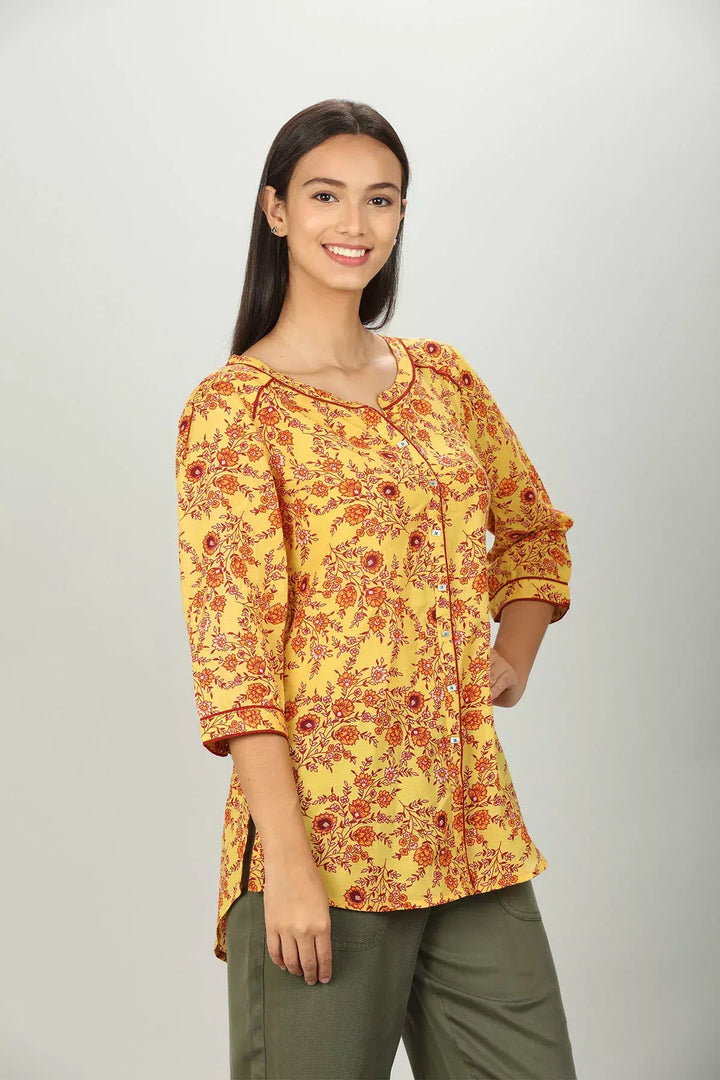 Yellow floral print Shirt