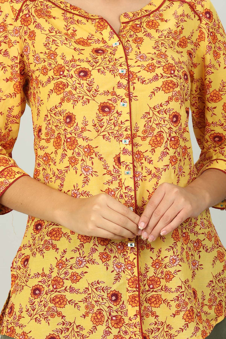Yellow floral print Shirt