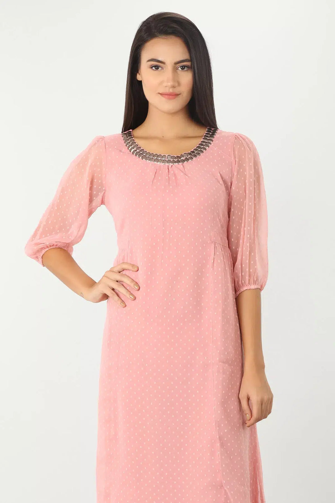 LIGHT PINK POLKA MAXI DRESS