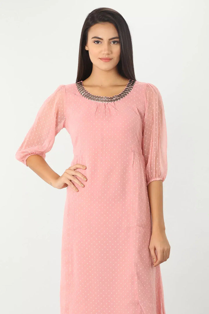 LIGHT PINK POLKA MAXI DRESS