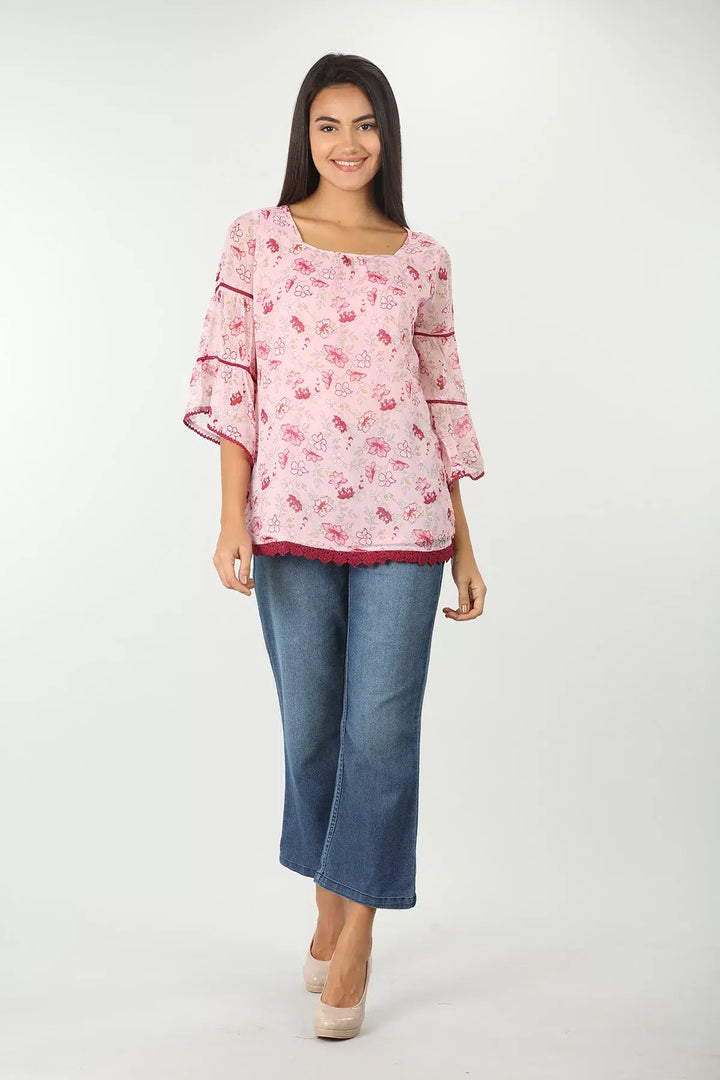 PINK FLORAL PRINTED  TOP