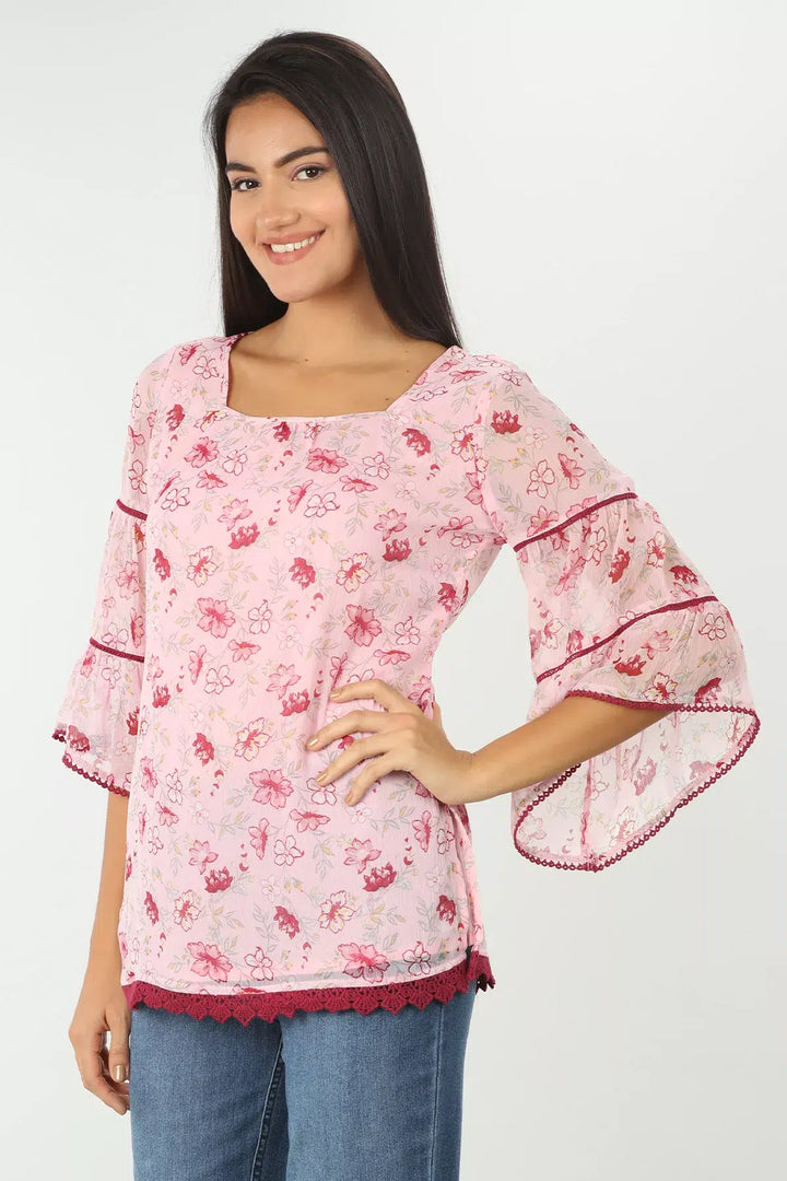 PINK FLORAL PRINTED  TOP