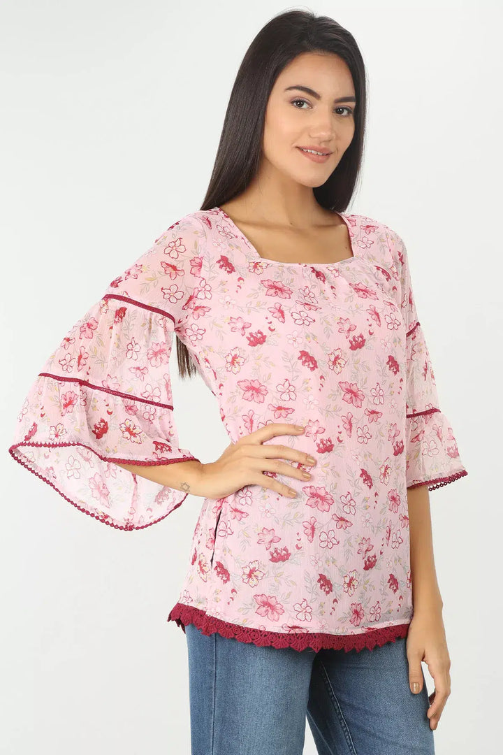 PINK FLORAL PRINTED  TOP