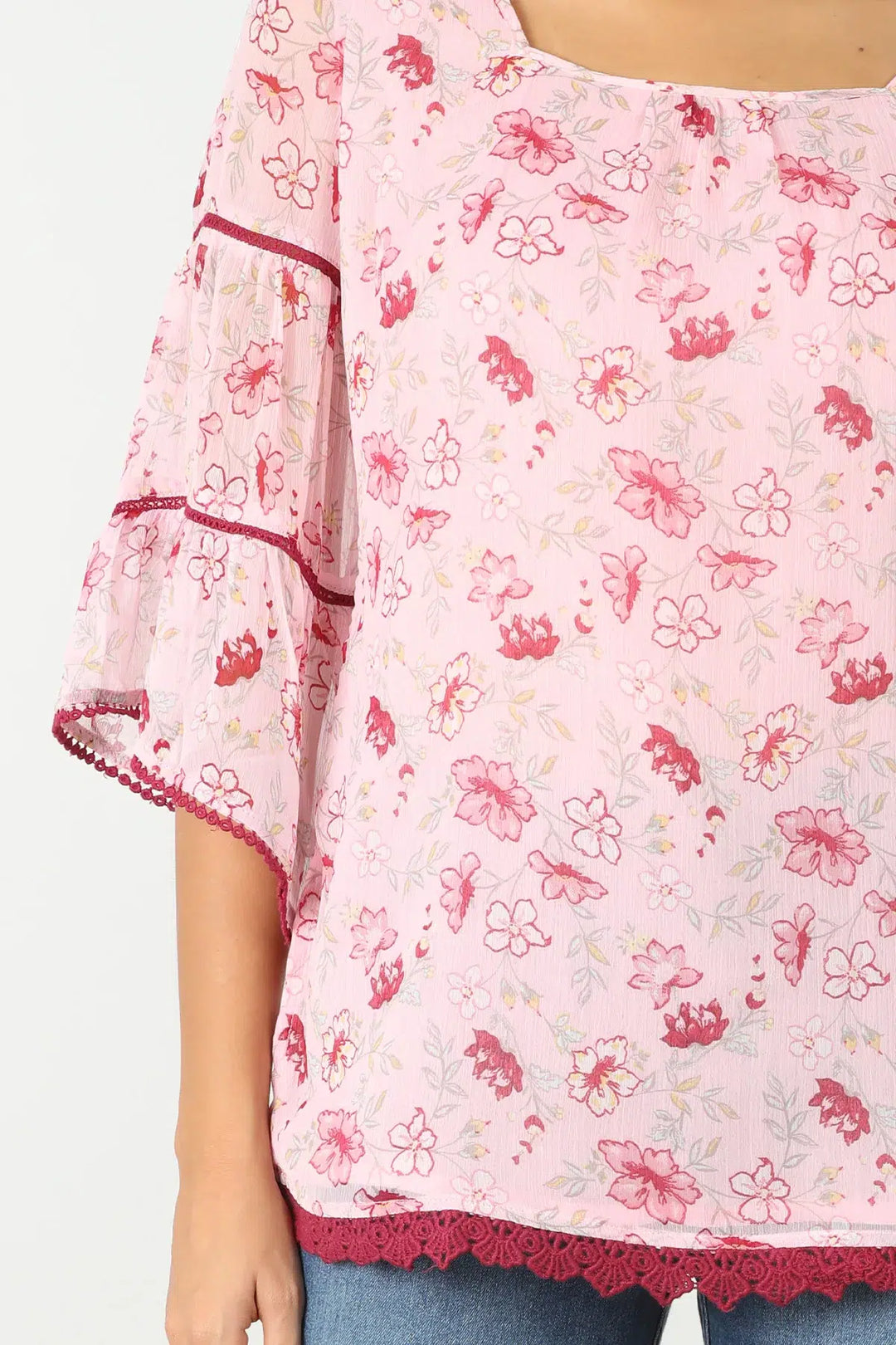 PINK FLORAL PRINTED  TOP