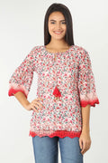 Light Coral Printed Georgette Top