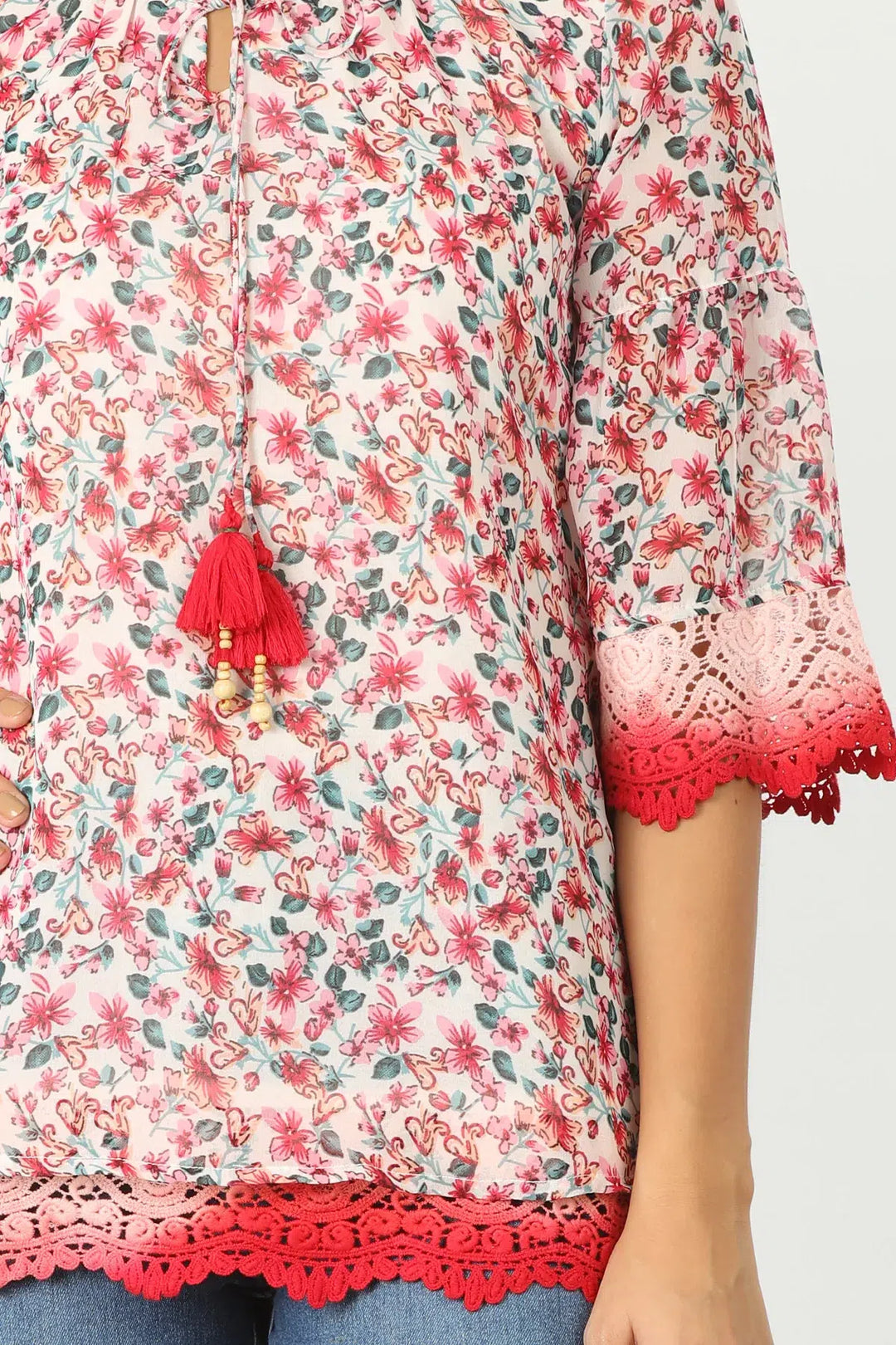 Light Coral Printed Georgette Top