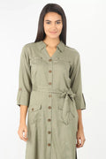 Olive Grey collared Solid Tunic