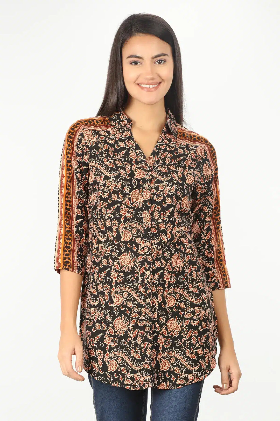 LIGHT RED FLORAL PRINT COLLAR SHIRT