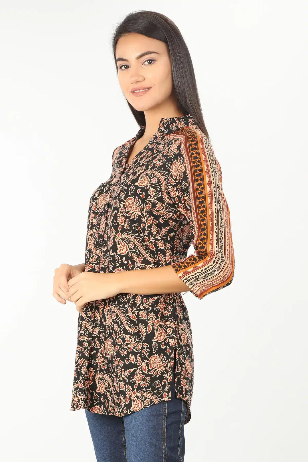 LIGHT RED FLORAL PRINT COLLAR SHIRT