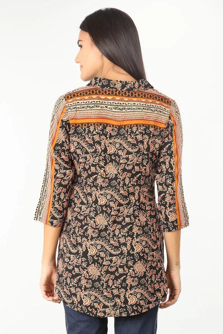 LIGHT RED FLORAL PRINT COLLAR SHIRT