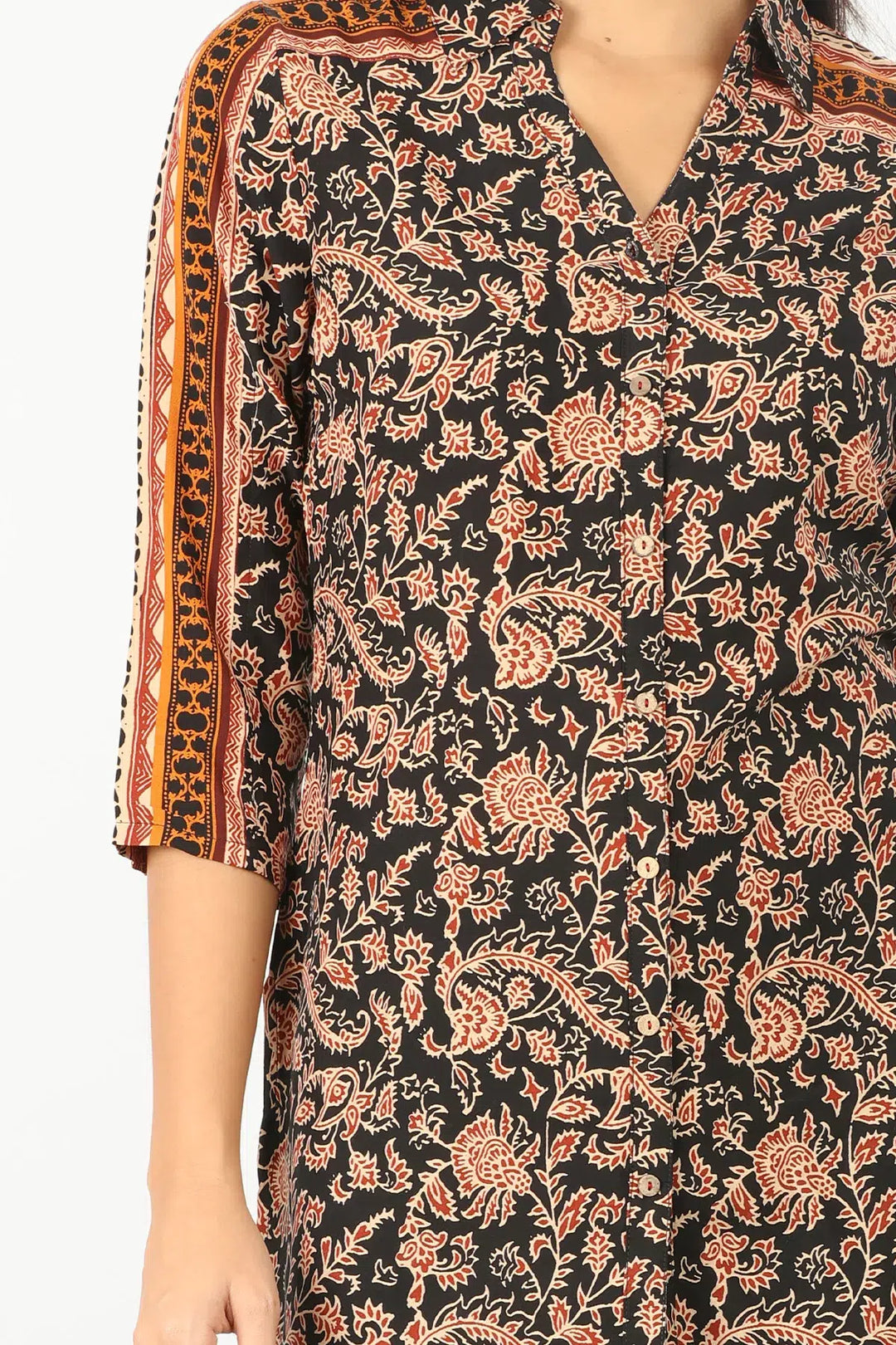 LIGHT RED FLORAL PRINT COLLAR SHIRT