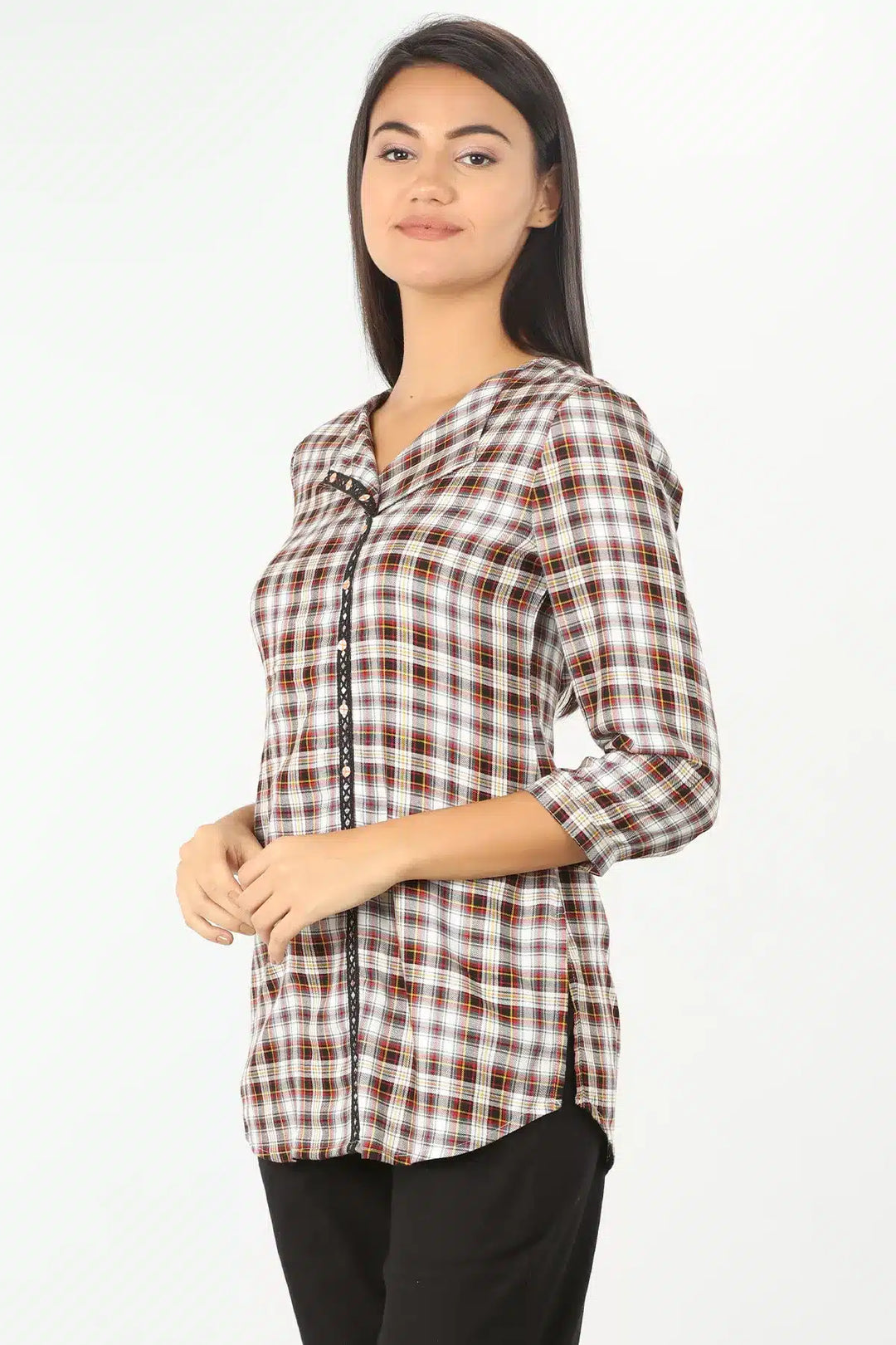 WHITE CHECKS TOP