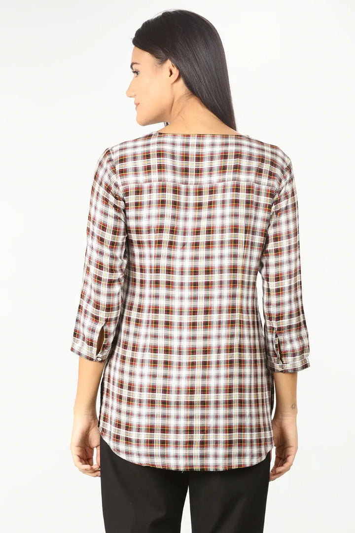 WHITE CHECKS TOP