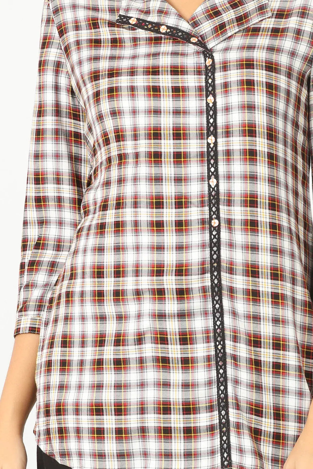 WHITE CHECKS TOP