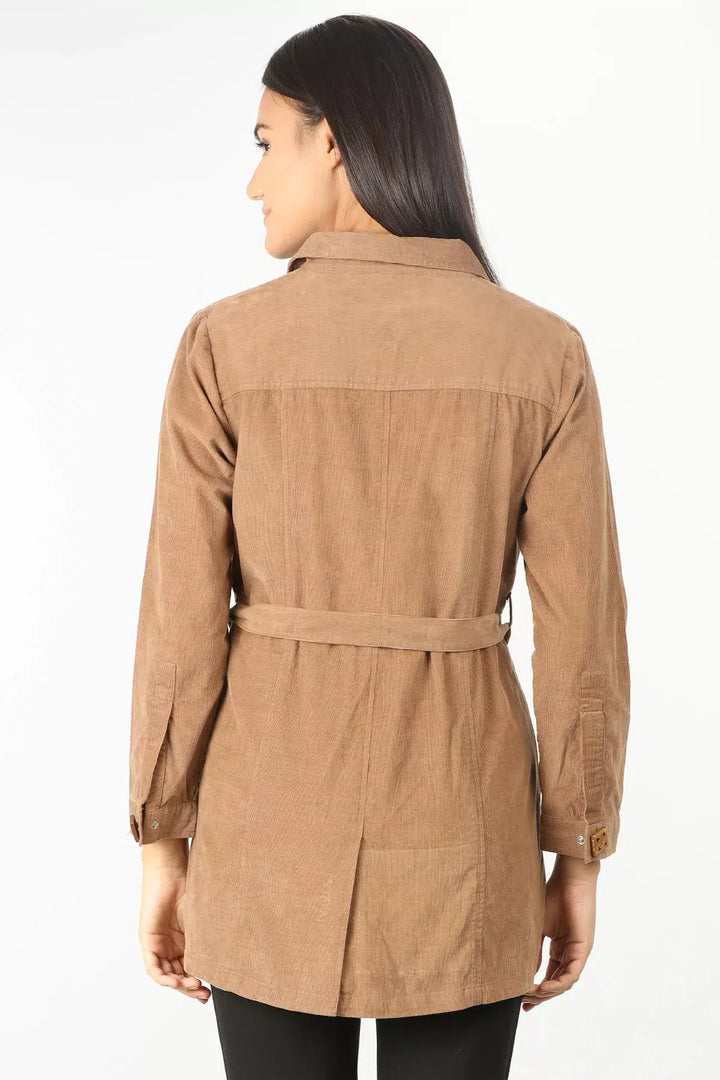 BEIGE TIE-UP SHIRT WITH COLLAR NECK
