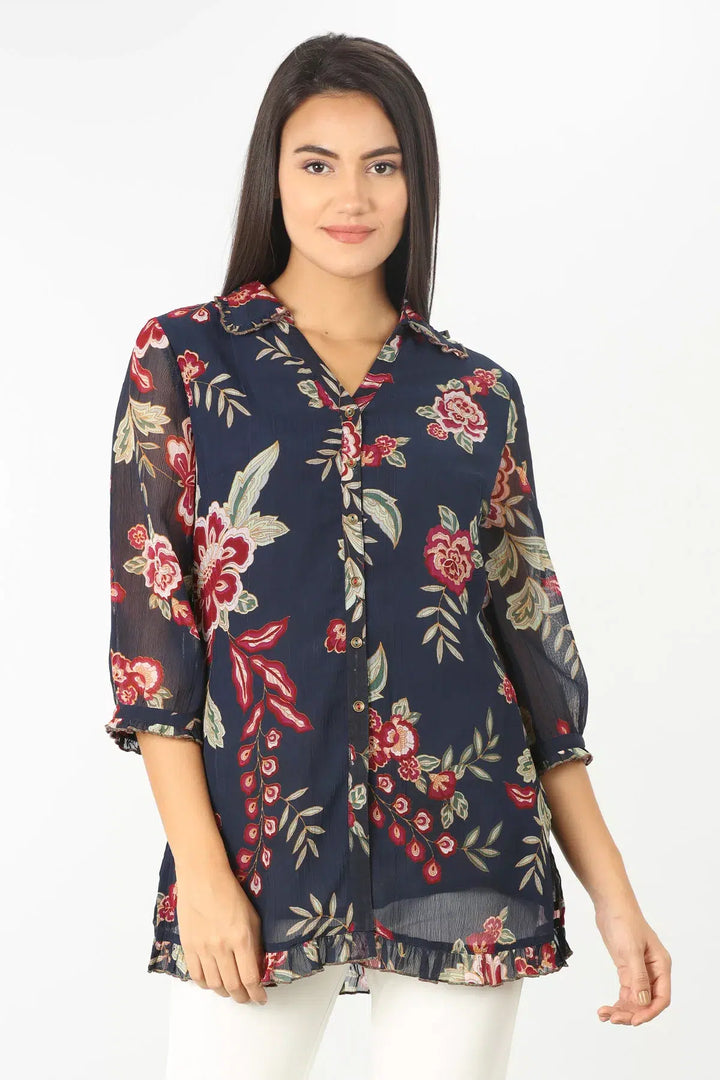Blue Floral printed Shirt