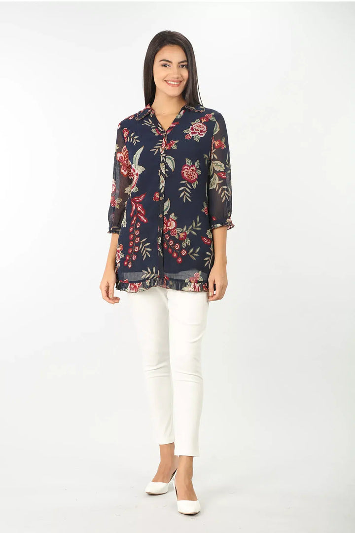 Blue Floral printed Shirt