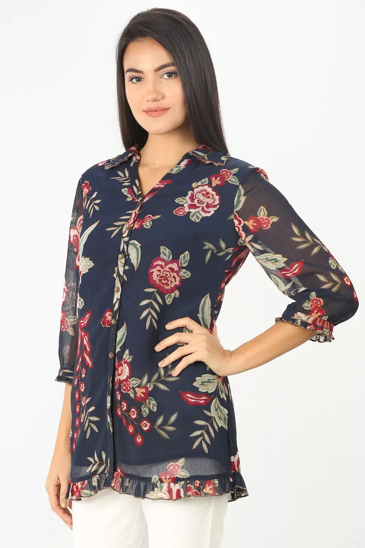 Blue Floral printed Shirt