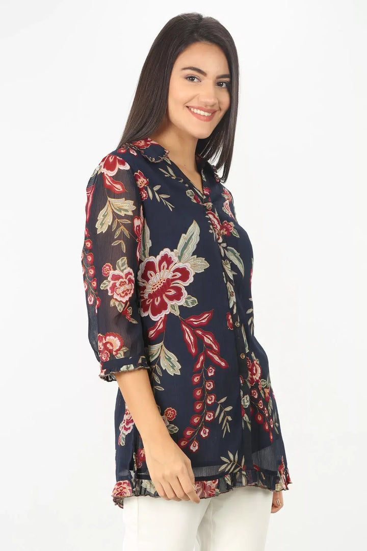 Blue Floral printed Shirt