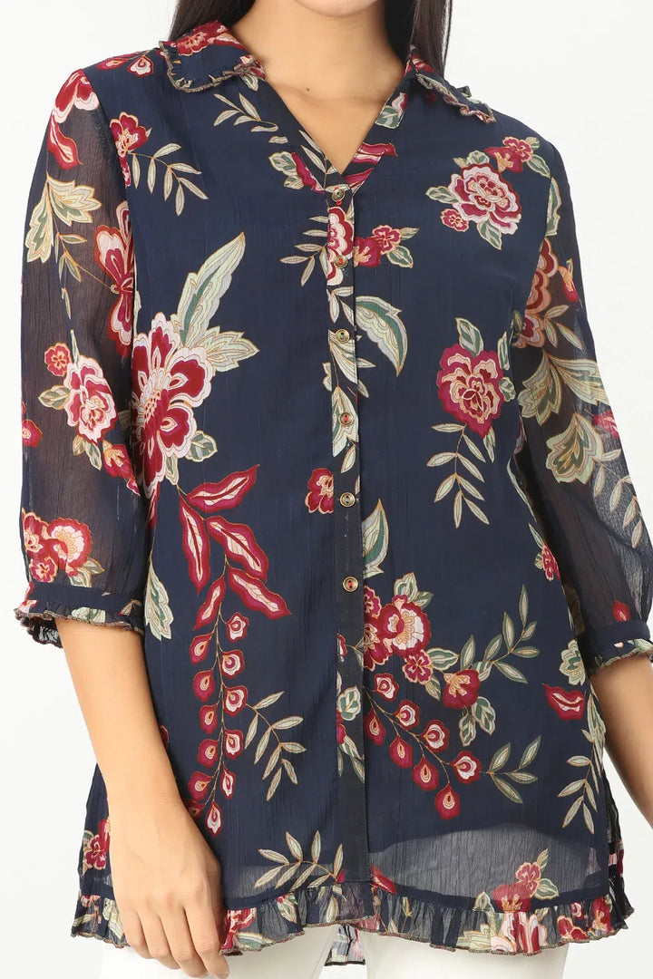 Blue Floral printed Shirt