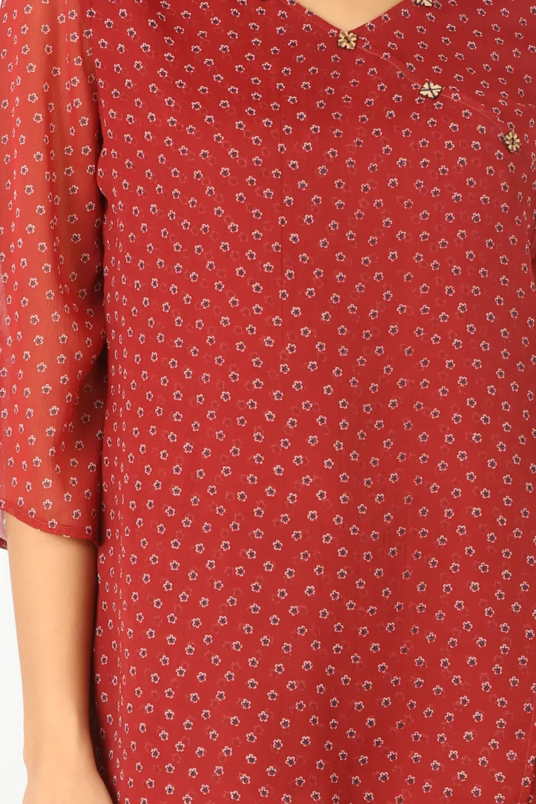 RED CHIFFON PRINTED TOP