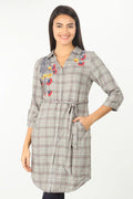 Grey Embroidered collared Tunic
