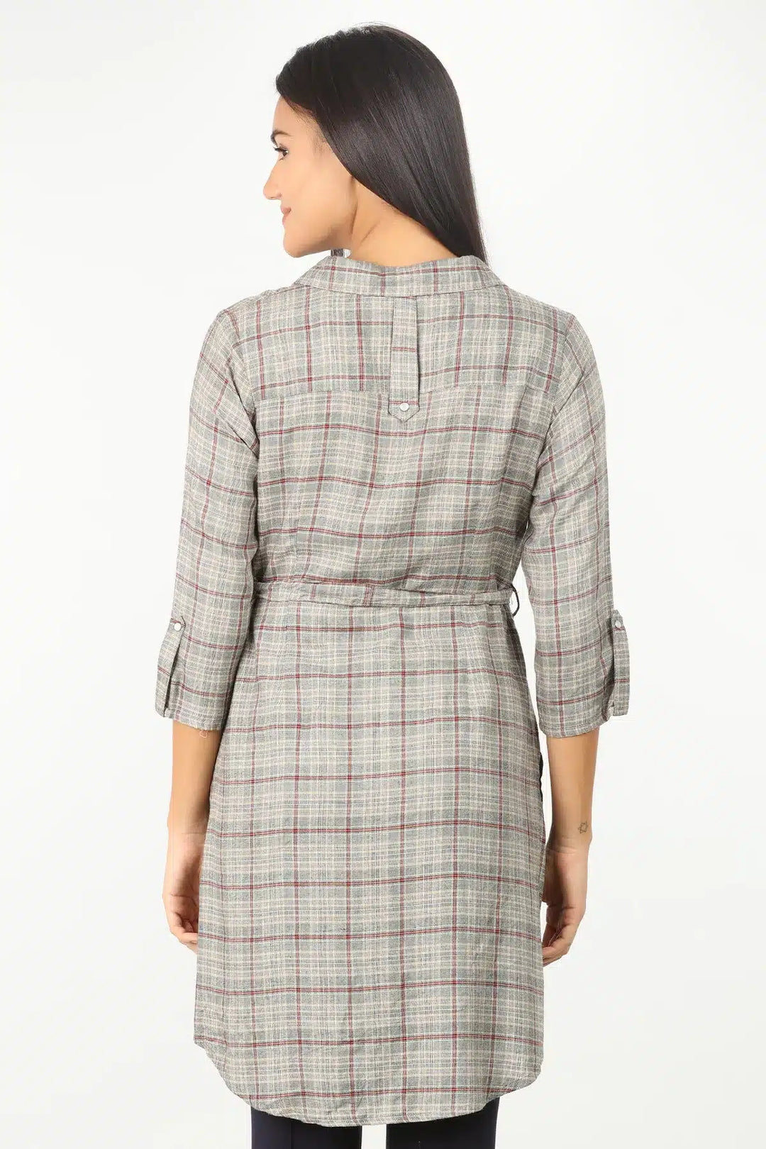 Grey Embroidered collared Tunic