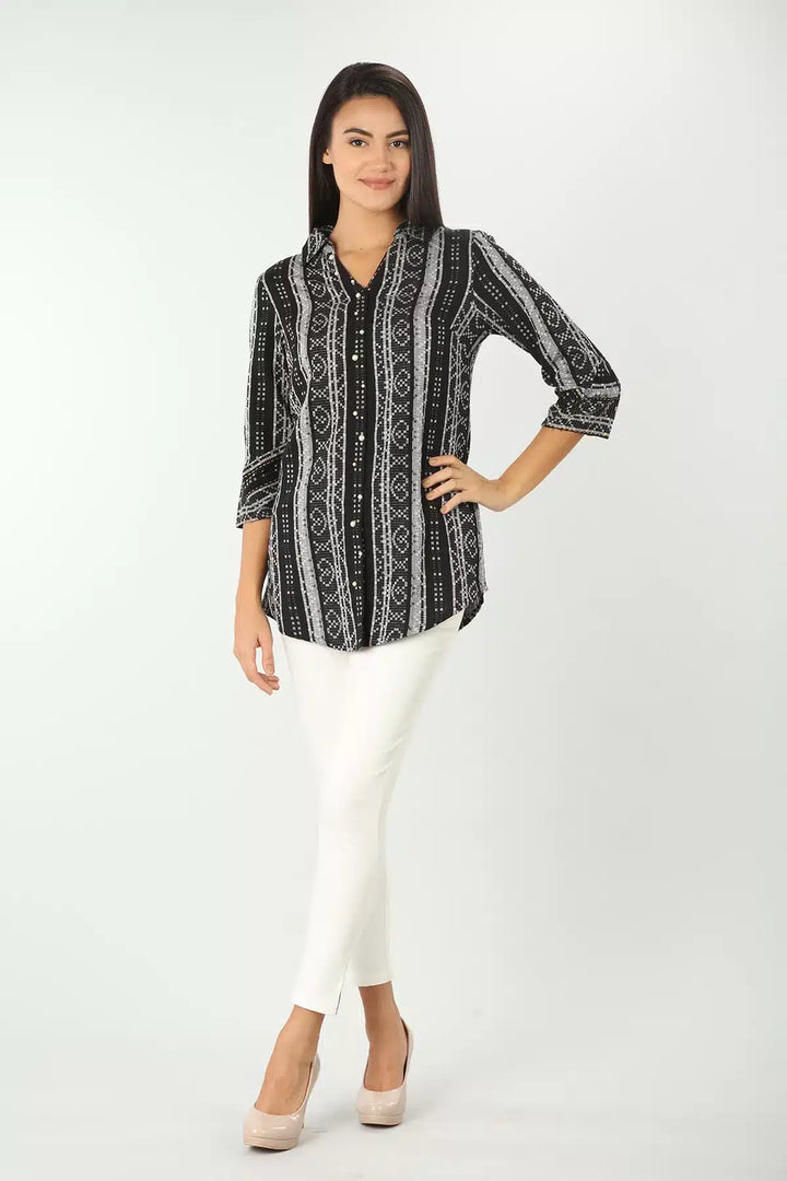 BLACK &amp; WHITE PRINTED SHIRT