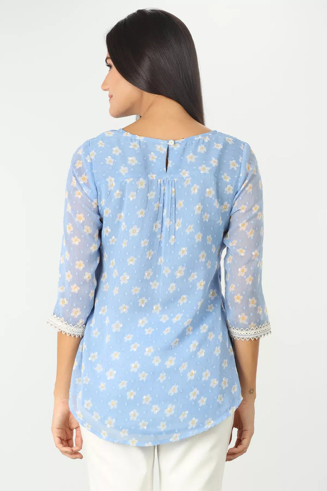 Blue Embroidered Top