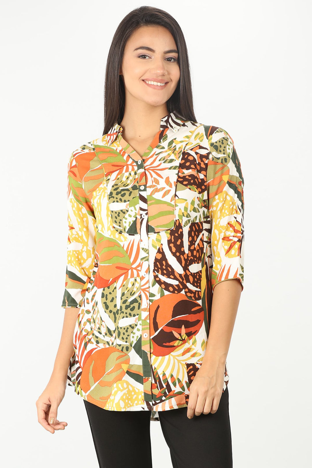 Orange Printed Shirt
